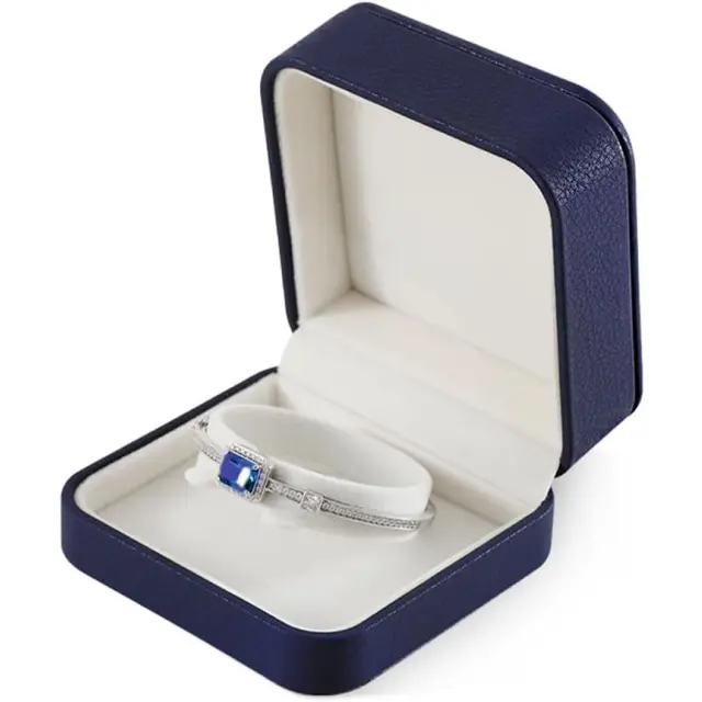 Leather Jewelry Box Dark Blue | Custom Fashion Bracelet Packaging – Richpack - leather jewelry box