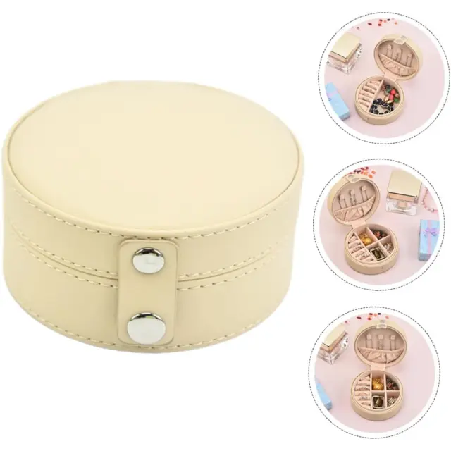 Leather Jewelry Boxes for Travel | Custom Beige Round Case – Richpack - leather jewelry boxes for travel 3