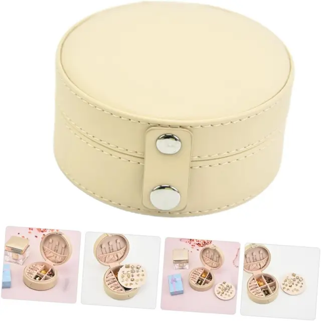 Leather Jewelry Boxes for Travel | Custom Beige Round Case – Richpack - leather jewelry boxes for travel 4