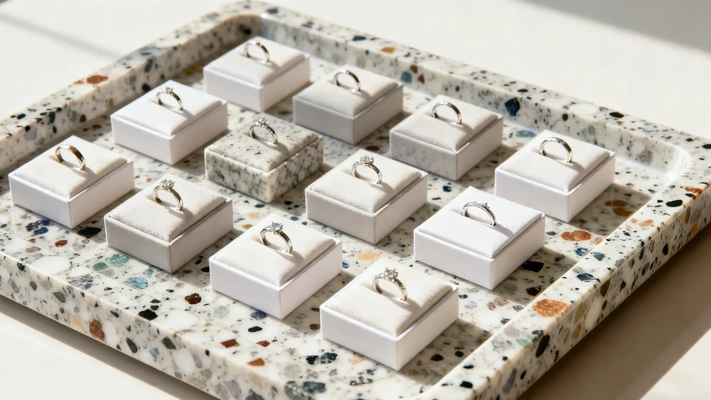 multiple jewelry boxes in tray