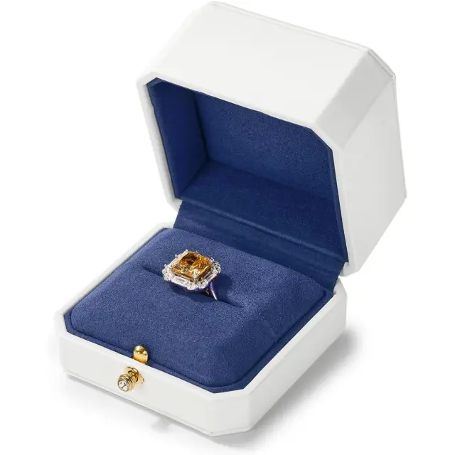 Коробочки для свадебных колец | Премиальная белая кожа и подкладка из роскошного синего бархата – Richpack – ​коробочки для свадебных колец 2