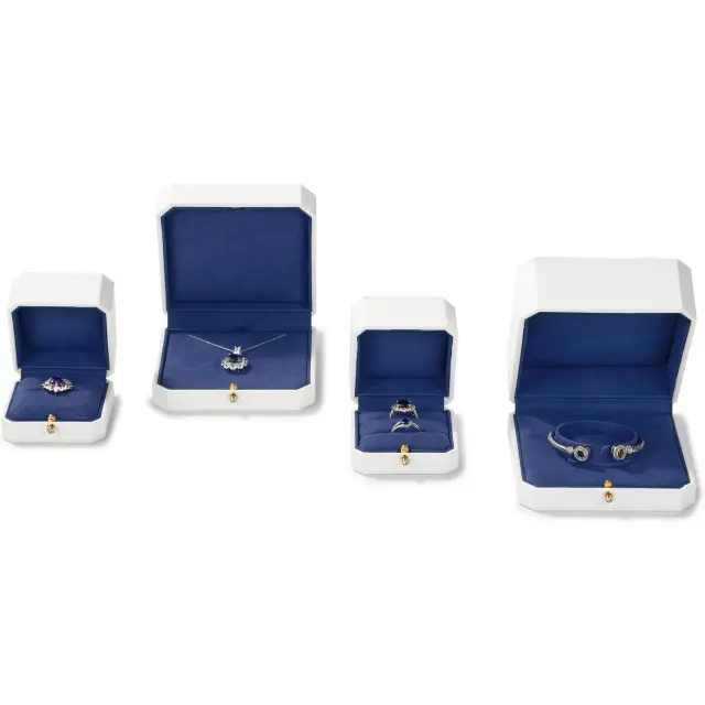 Коробочки для свадебных колец | Премиальная белая кожа и подкладка из роскошного синего бархата – Richpack – ​коробочки для свадебных колец 5