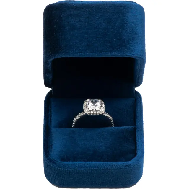 Blue Velvet Ring Box Wholesale | Custom Velvet Ring Packaging for Jewelry Brands – Richpack - blue velvet ring box 2