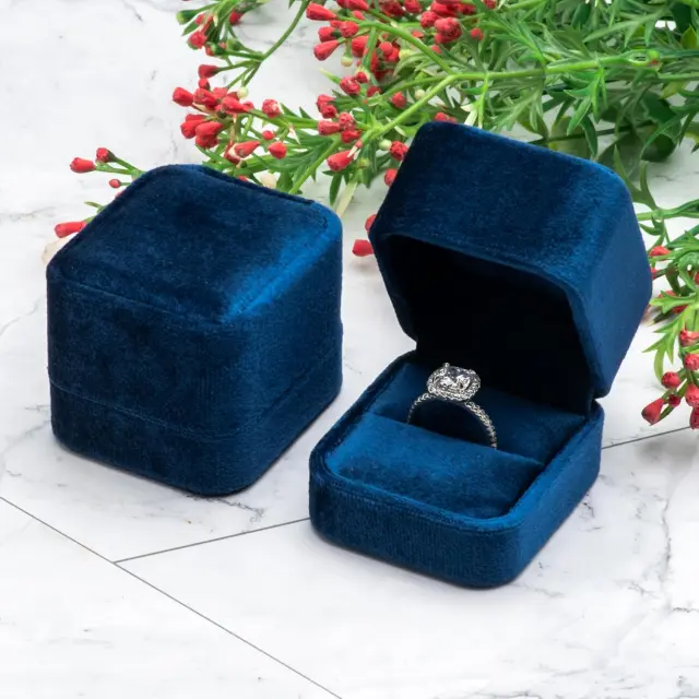 Blue Velvet Ring Box Wholesale | Custom Velvet Ring Packaging for Jewelry Brands – Richpack - blue velvet ring box 4