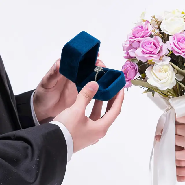 Blue Velvet Ring Box Wholesale | Custom Velvet Ring Packaging for Jewelry Brands – Richpack - blue velvet ring box 5