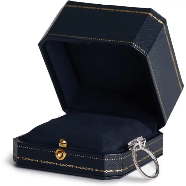 Custom Engagement Ring Box – Luxury Dark Blue Leather | Richpack - custom engagement ring box 3