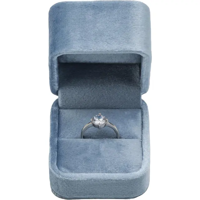 Custom Proposal Ring Box Light Ocean Blue Velvet | Bulk & Custom – Richpack - custom proposal ring box​ 2