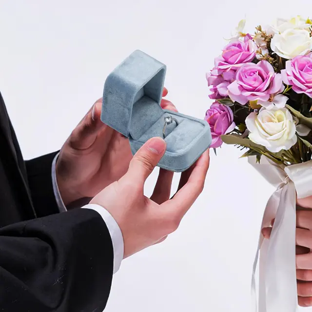 Custom Proposal Ring Box Light Ocean Blue Velvet | Bulk & Custom – Richpack - custom proposal ring box​ 5