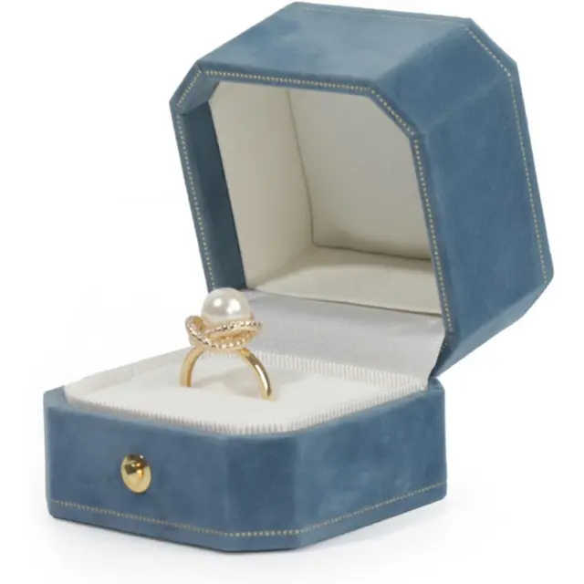 Custom Wedding Ring Box Lake Blue Velvet | Jewelry Packaging Wholesale – Richpack - custom wedding ring box​ 1