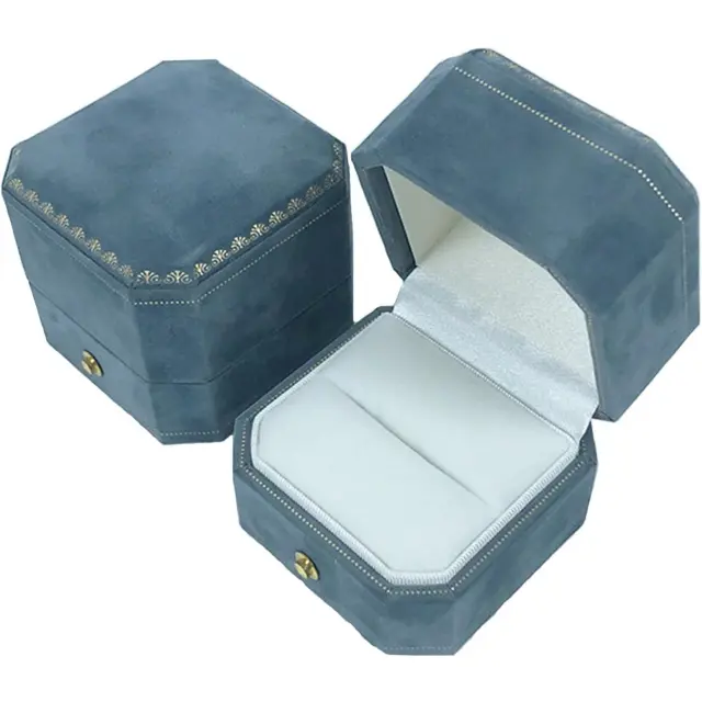 Custom Wedding Ring Box Lake Blue Velvet | Jewelry Packaging Wholesale – Richpack - custom wedding ring box​ 3