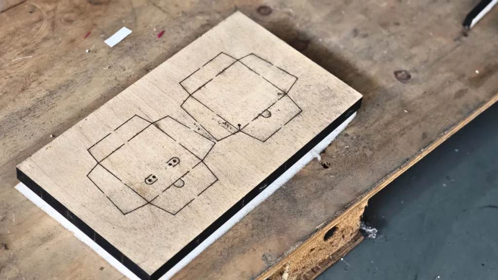 jewelry box molds on workbench