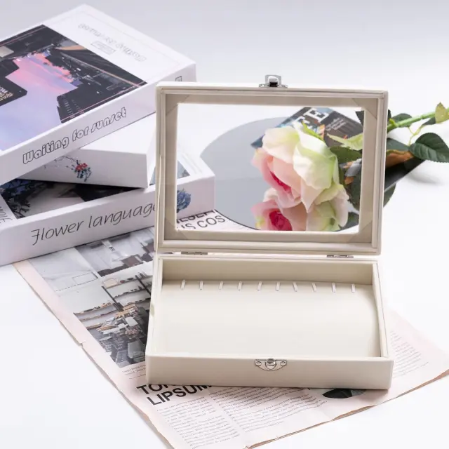 Jewelry Box with Hooks for Necklaces | Grey Linen Necklace Organizer – Richpack - jewelry box with hanger for necklaces 3