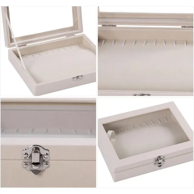Jewelry Box with Hooks for Necklaces | Grey Linen Necklace Organizer – Richpack - jewelry box with hanger for necklaces 4