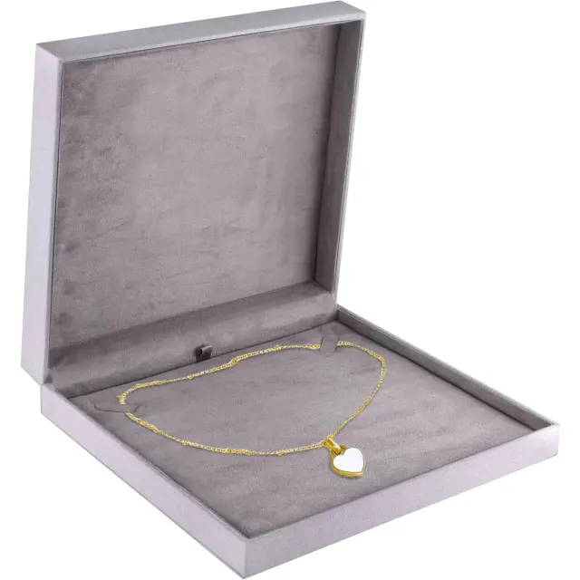 Jewelry Box with Hooks for Necklaces | Grey Linen Necklace Organizer – Richpack - jewelry box with hooks for necklaces
