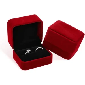 Red Velvet Ring Box 2Pcs Couple Set | Custom Jewelry Packaging – Richpack - ring box velvet