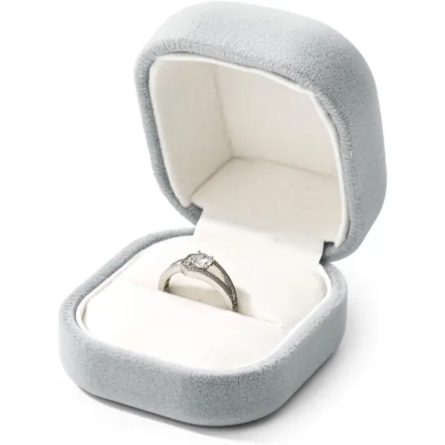 Vintage Velvet Ring Box | Grey Custom Jewelry Packaging | Wholesale Ring Box – Richpack - vintage velvet ring box 3