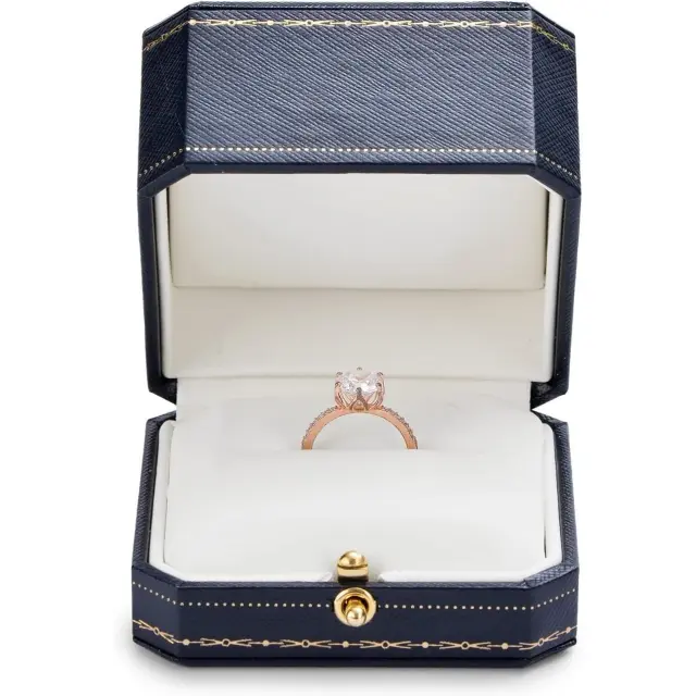 Bridal Ring Box | Blue Leather Engagement Ring Case – Richpack - ​bridal ring box 2