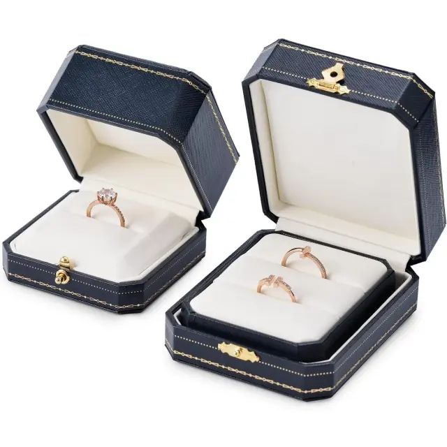 Bridal Ring Box | Blue Leather Engagement Ring Case – Richpack - ​bridal ring box 3