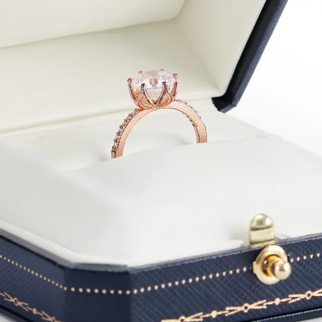 Bridal Ring Box | Blue Leather Engagement Ring Case – Richpack - ​bridal ring box 4