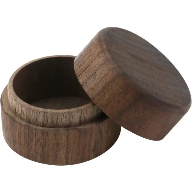 Round Wooden Ring Box Walnut