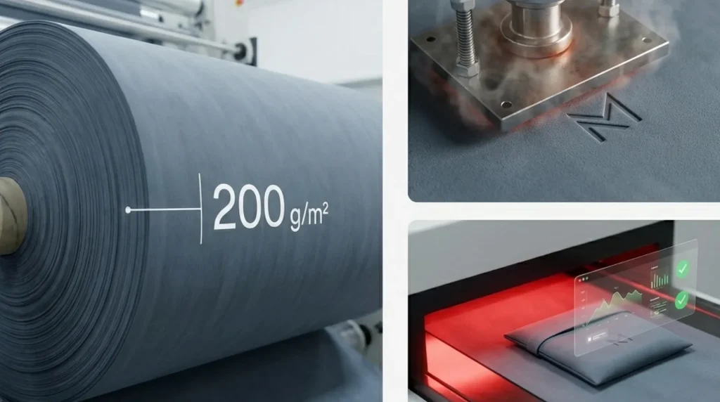 200 g/m² microfiber fabric roll, embossing process, quality inspection for jewelry pouches