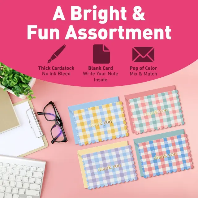 Cute Thank You Cards | Vibrant Gingham Jewelry Inserts | Fun & Memorable Branding | Richpack - cute thank you cards​ 2