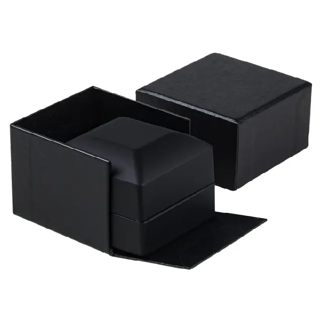 Custom Black PU Light Ring Box with LED | Engagement & Jewelry Packaging – Richpack - light ring box 4