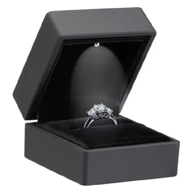 Custom Black PU Light Ring Box with LED | Engagement & Jewelry Packaging – Richpack - light ring box