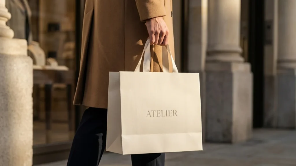 person carrying atelier bag
