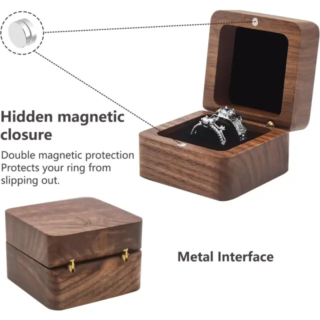 Rustic Wood Ring Box Walnut | Vintage Jewelry Packaging | Richpack - rustic wood ring box 2