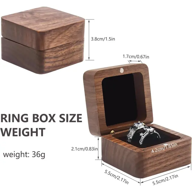 Rustic Wood Ring Box Walnut | Vintage Jewelry Packaging | Richpack - rustic wood ring box 3