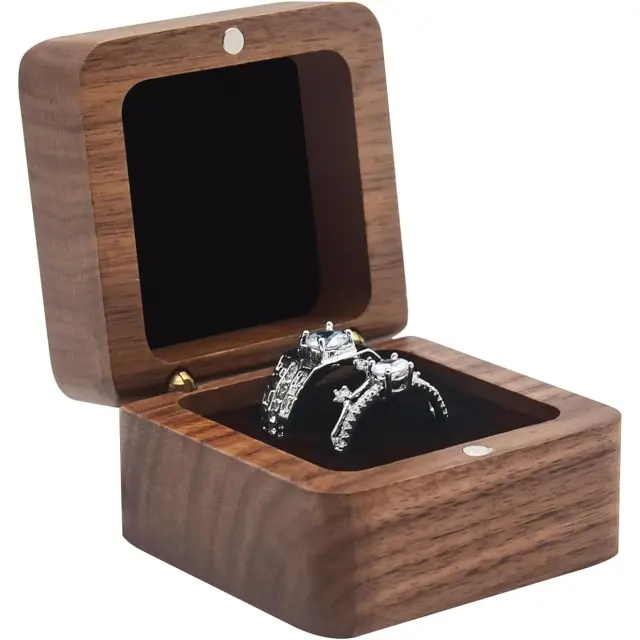 Rustic Wood Ring Box Walnut | Vintage Jewelry Packaging | Richpack - rustic wood ring box