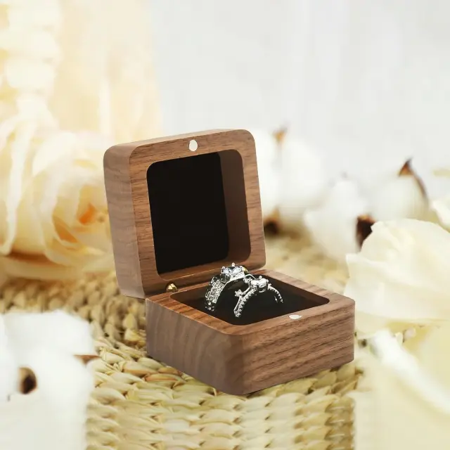 Rustic Wood Ring Box Walnut | Vintage Jewelry Packaging | Richpack - rustic wood ring box​ 5