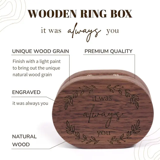 Rustic Wooden Ring Box 2 Slot Walnut | Double Ring Case | Richpack - rustic wooden ring box 2