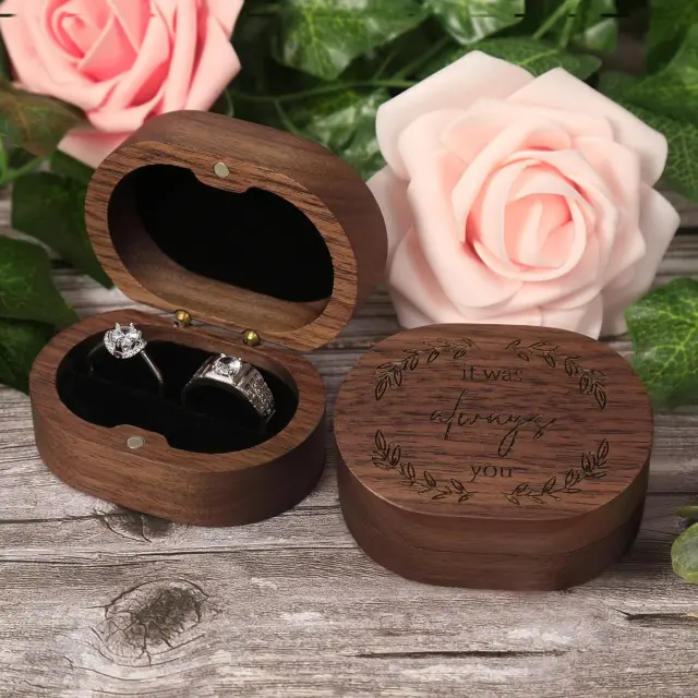 Rustic Wooden Ring Box 2 Slot Walnut | Double Ring Case | Richpack - rustic wooden ring box 3