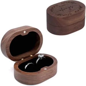 Rustic Wooden Ring Box 2 Slot Walnut | Double Ring Case | Richpack - rustic wooden ring box