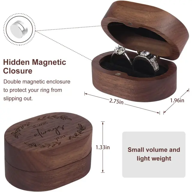 Rustic Wooden Ring Box 2 Slot Walnut | Double Ring Case | Richpack - rustic wooden ring box 5
