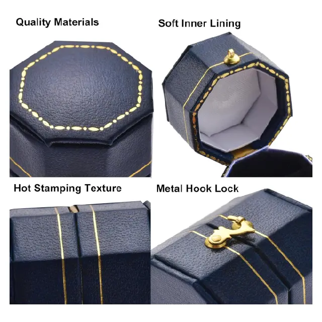 Compact Small Ring Box in Sapphire Leather | Custom Jewelry Gift Box – Richpack - small ring box 5