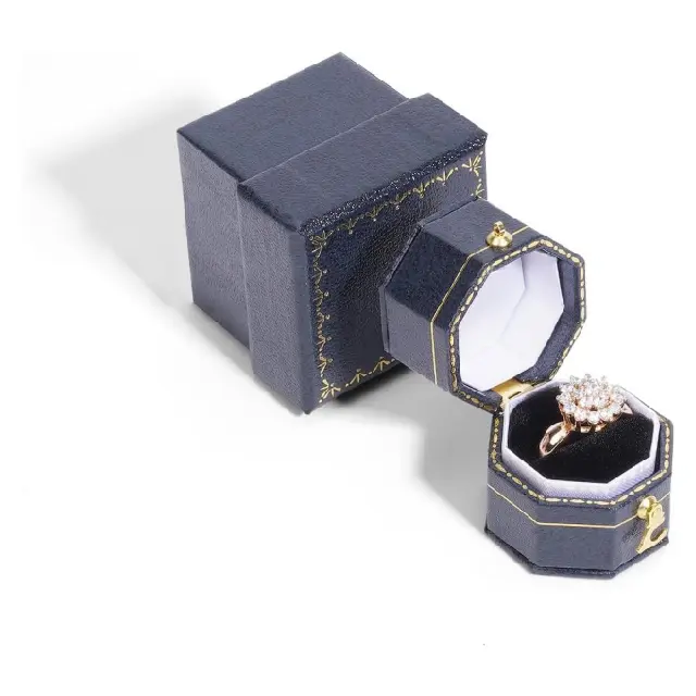 Compact Small Ring Box in Sapphire Leather | Custom Jewelry Gift Box – Richpack - small ring box
