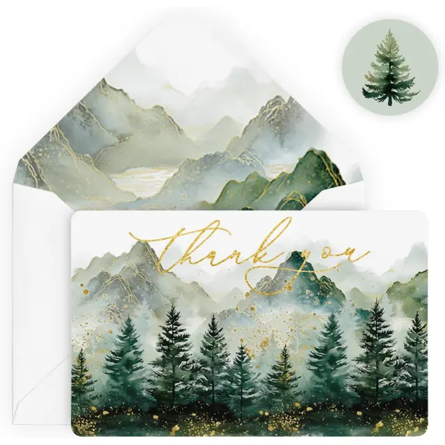 Teacher Thank You Cards | Tree Mountain Forest Design | Thoughtful Jewelry Gift Inserts | Richpack - teacher thank you cards