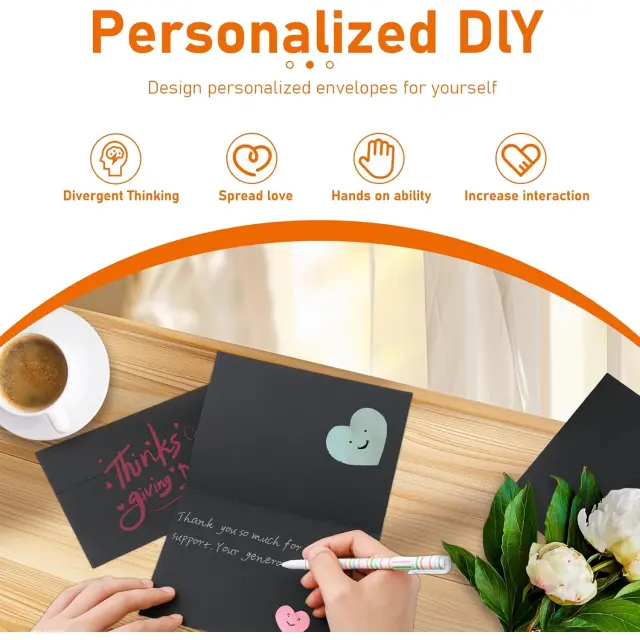 Візитки з подякою | Чорні листівки з подякою та конверти 5 x 7, порожні для друку | Richpack Wholesale - візитки з подякою 4