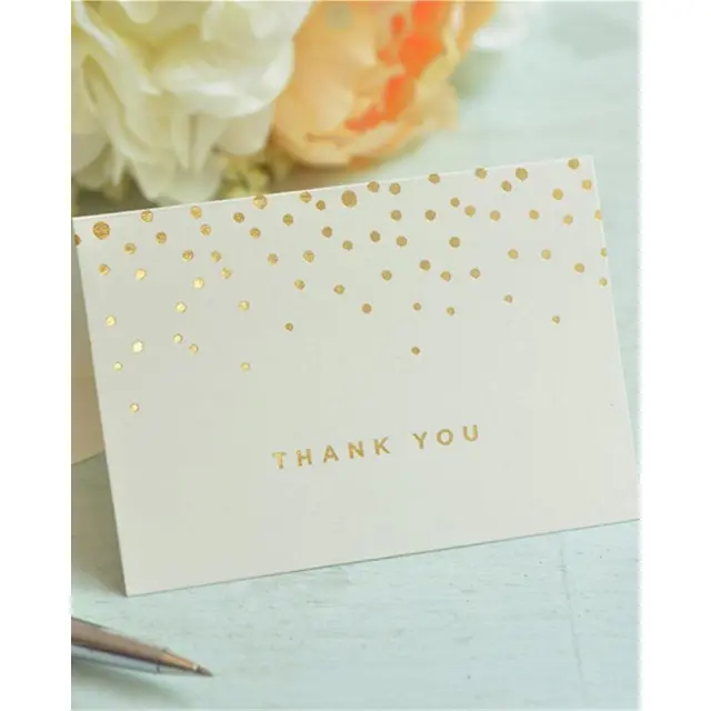 Thank You Cards for Business | Gold Foil Dots Thank You Cards, Ivory and Gold Foil Blank Thank You Notes | Richpack Wholesale - thank you cards for business 3