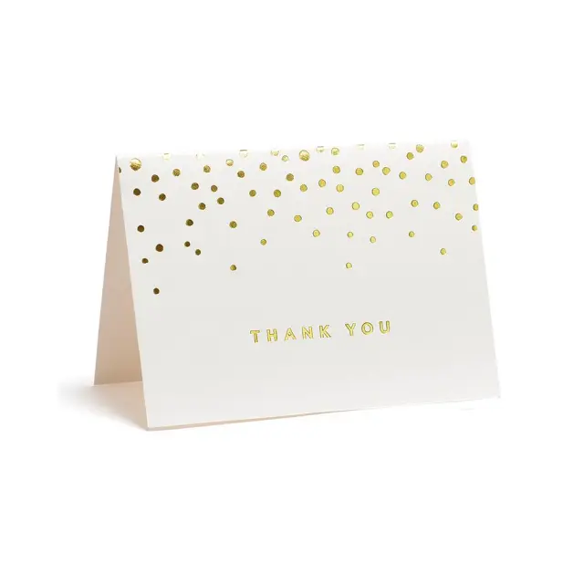 Thank You Cards for Business | Gold Foil Dots Thank You Cards, Ivory and Gold Foil Blank Thank You Notes | Richpack Wholesale - thank you cards for business