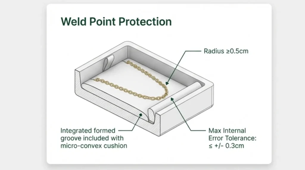 weld point protection jewelry storage groove