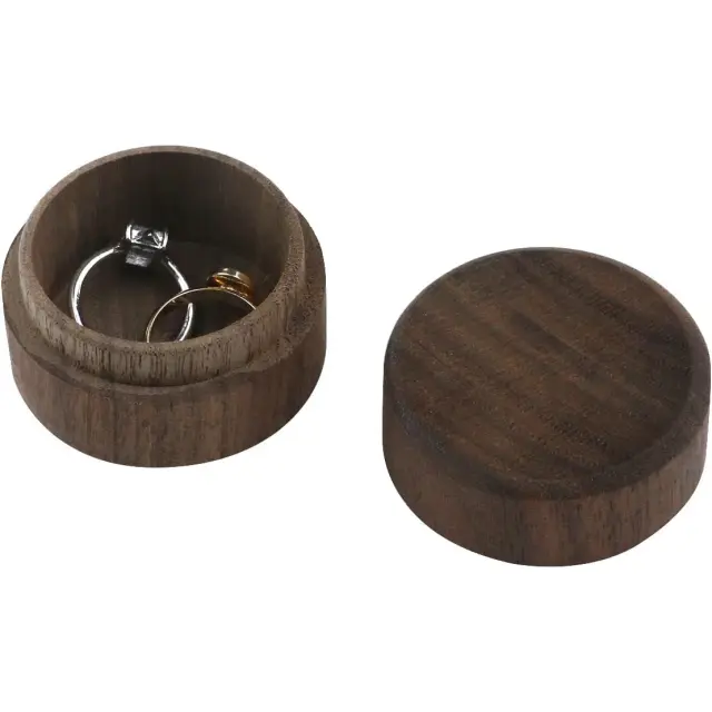 Round Wooden Ring Box Walnut | Premium Jewelry Packaging | Richpack - ​round wooden ring box​ 4