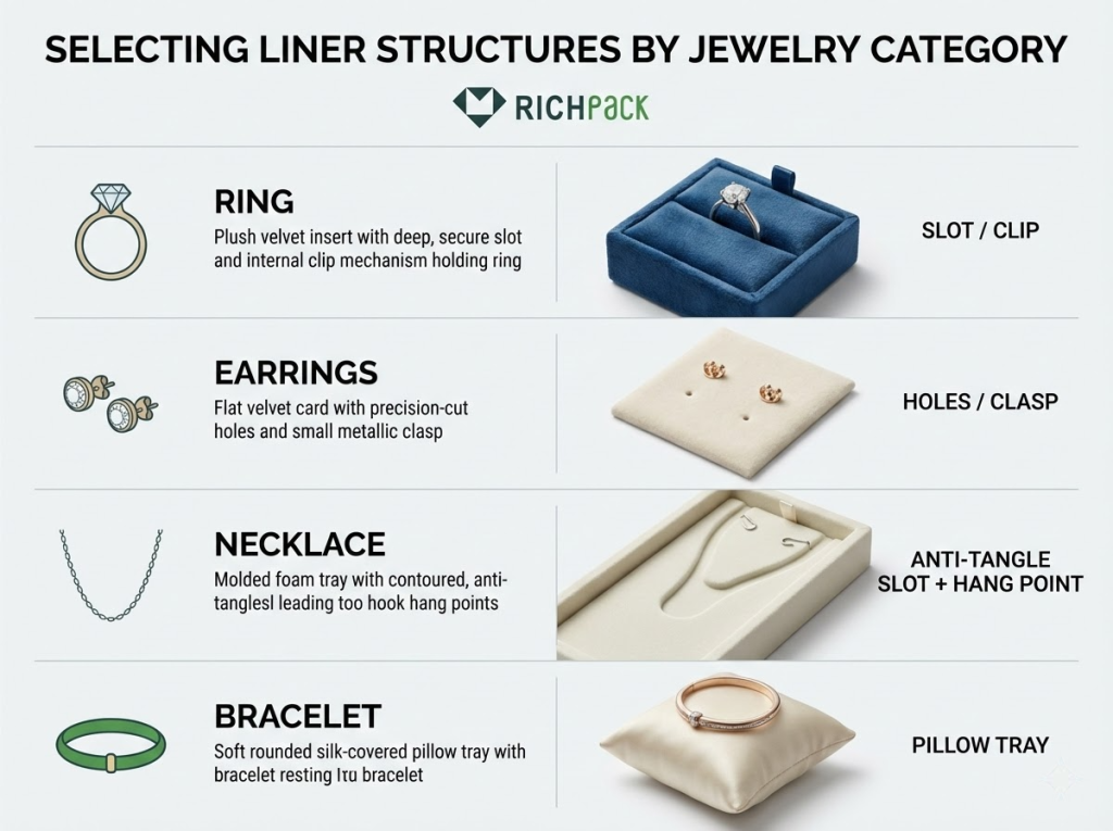 Need to Choose Velvet vs Foam Jewelry Box Inserts for Retail - Choose Inserts by Jewelry Type and Box Size