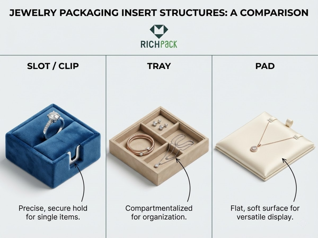 Need to Choose Velvet vs Foam Jewelry Box Inserts for Retail - Common Types of Jewelry Box Inserts 1