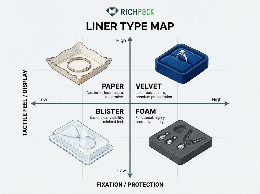 Need to Choose Velvet vs Foam Jewelry Box Inserts for Retail - Common Types of Jewelry Box Inserts