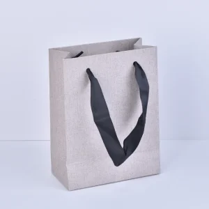 Сірі подарункові пакети з ручками 12x16x6 см | Паперові пакети преміум-класу для ювелірних виробів | Оптовий продаж - Сірі подарункові пакети з ручками