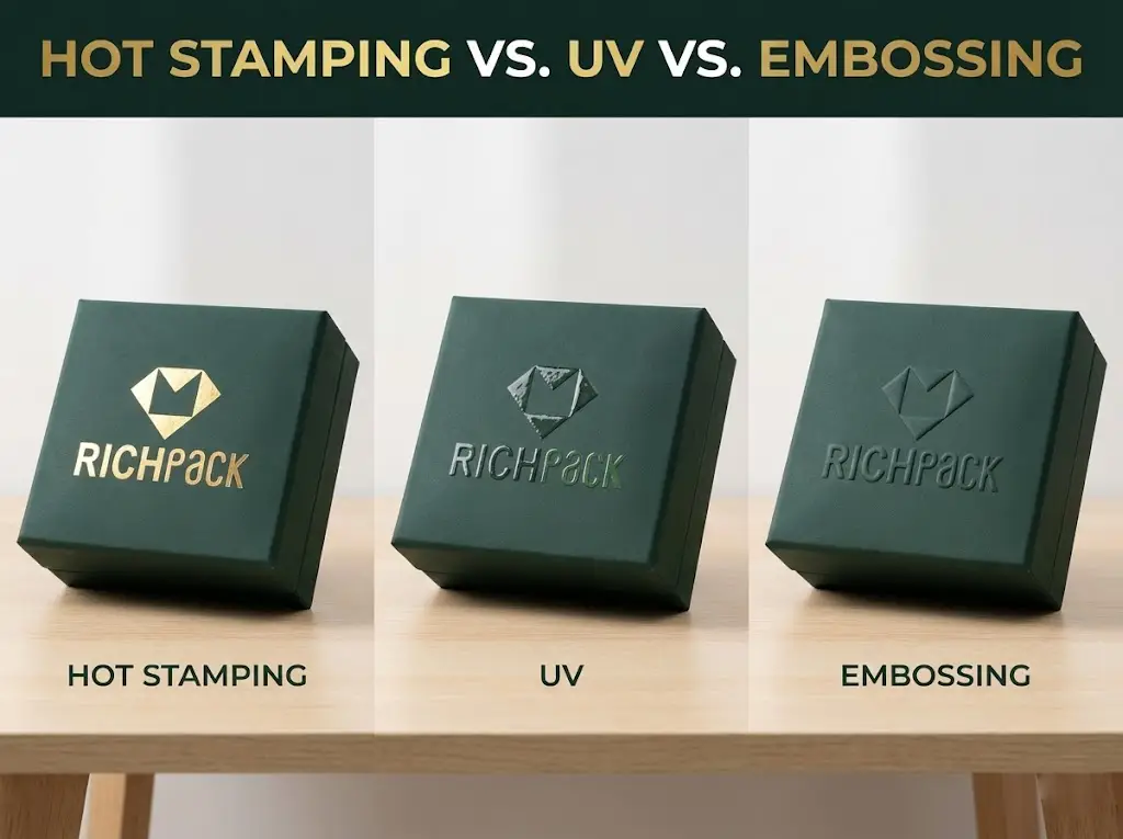 How to Choose the Right Wholesale Jewelry Boxes for Your Business - Hot Stamping vs. UV vs. Embossing